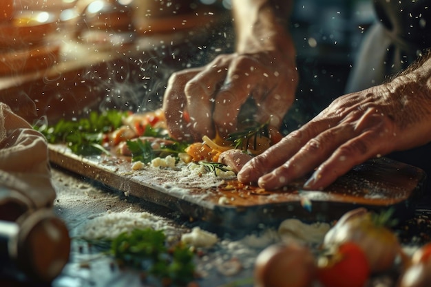 Kucharz przygotowujący danie